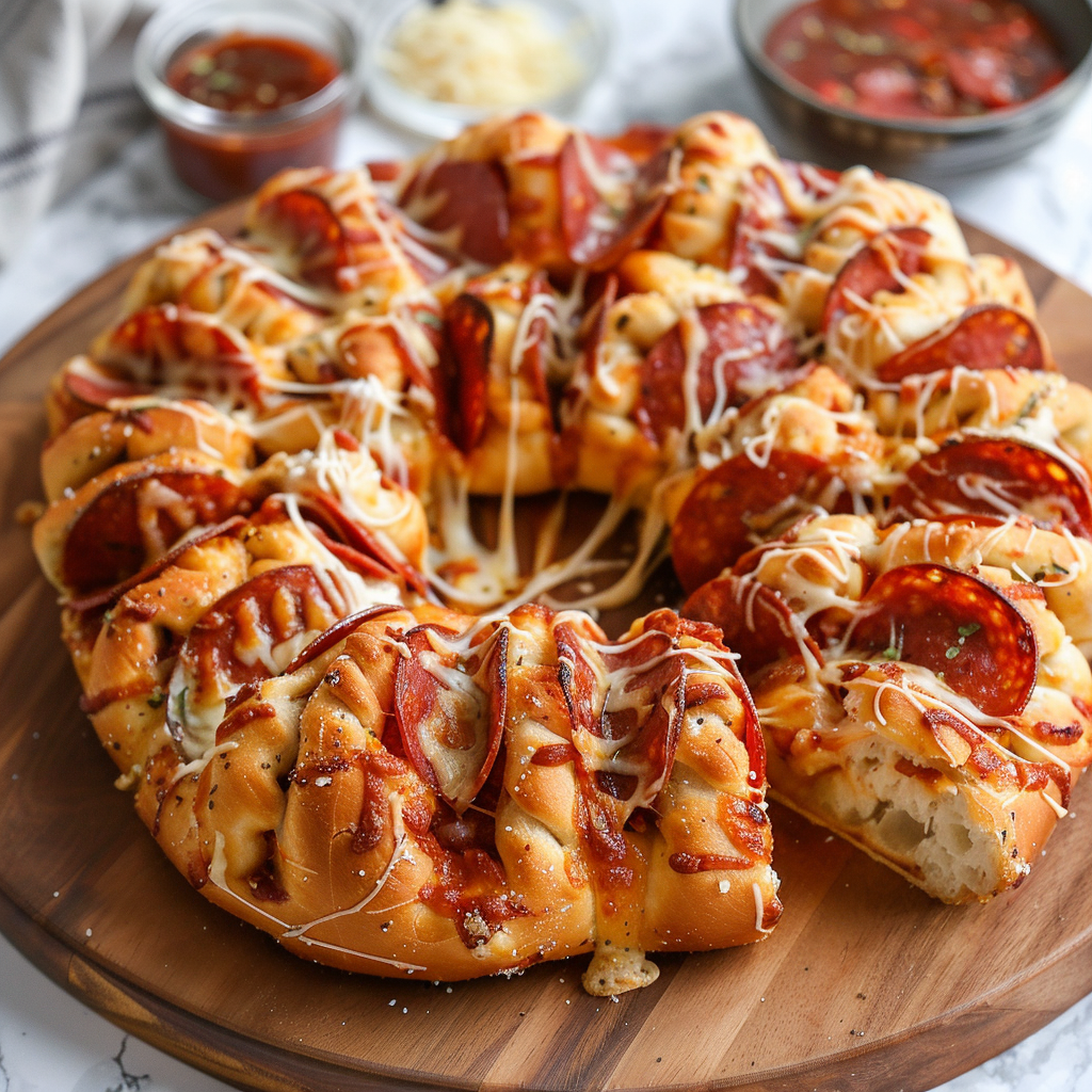 Pepperoni and Mozzarella Pull Apart Bread Recipe Gymonset