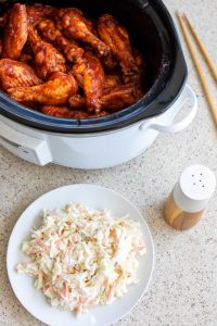 Crockpot BBQ chicken – Slow cooked chicken coated in smoky barbecue sauce.