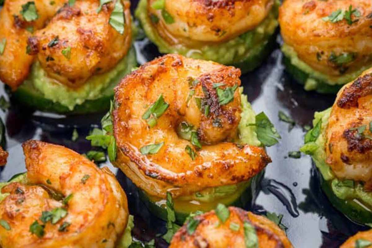 Shrimp Appetizers with Avocado and Cucumber Recipe. – Gymonset