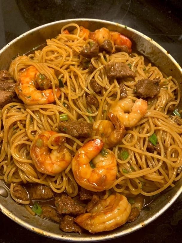 Shrimp & Teriyaki Steak Noodles – Gymonset