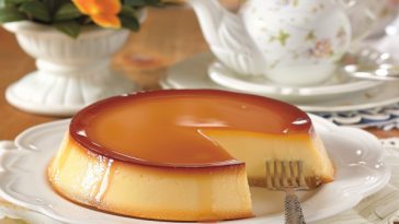 Silky caramel flan with smooth custard and golden caramel sauce.
