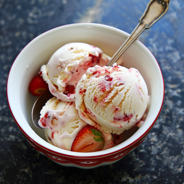 Creamy homemade ice cream made in five minutes, served in a bowl with a smooth texture and simple ingredients.