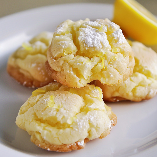Soft lemon cloud cookies dusted with powdered sugar and bursting with citrus flavor.