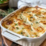 Creamy scalloped potatoes baked with layers of thinly sliced potatoes and rich sauce until golden.