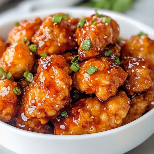 Crispy hot honey chicken thighs glazed with golden honey and chili flakes, served with fresh herbs and lemon wedges.