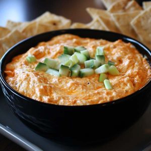 Make this Super Bowl Buffalo Chicken Dip—spicy, cheesy, and perfect for tailgates and party spreads!