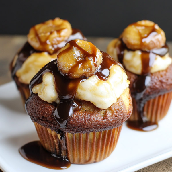 Monkey bread cupcakes drizzled with glaze and sprinkled with cinnamon sugar.