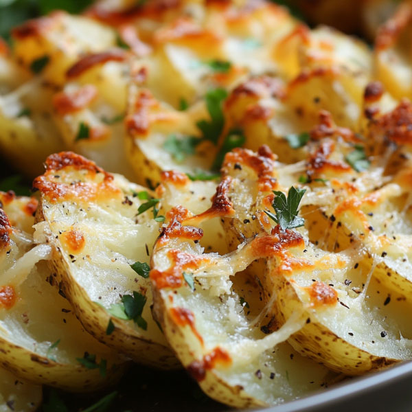 Golden crispy parmesan lattice potatoes baked to perfection, with a crunchy cheese crust and tender potato layers.