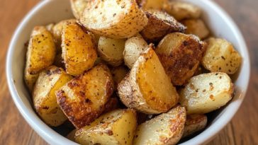 Crispy Southern air-fried potatoes with golden edges, seasoned with herbs and spices, served hot and crunchy.