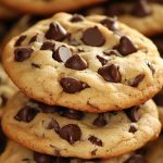 Soft chocolate chip cookies with gooey melted chocolate on a plate