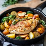 Healthy one-pot chicken recipe with tender chicken, fresh vegetables, and herbs simmered together in a flavorful broth served in a rustic pot.