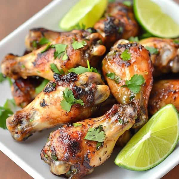 Cilantro lime chicken wings glazed with zesty lime juice, fresh cilantro, and golden crispy skin.