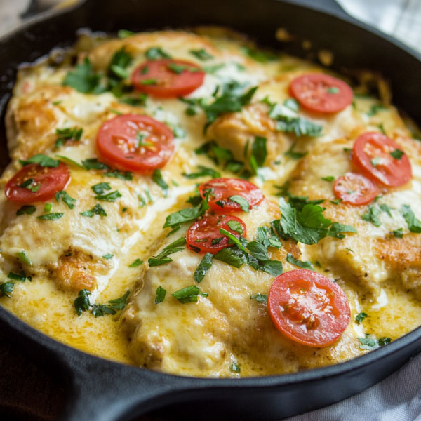 Chicken Francese Recipe with golden-brown chicken cutlets, drizzled with lemon butter sauce and garnished with parsley.