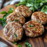 Homemade Pork Sausage Patties Recipe with golden-brown patties served on a breakfast plate with eggs and toast.