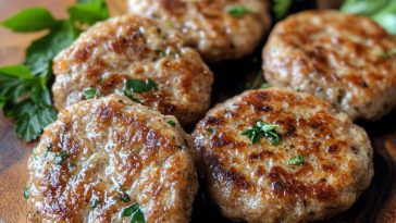 Homemade Pork Sausage Patties Recipe with golden-brown patties served on a breakfast plate with eggs and toast.