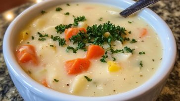 A warm bowl of rustic potato peel soup garnished with fresh herbs, served in a cozy kitchen setting.