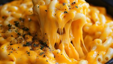 Butternut squash mac and cheese served in a casserole dish, featuring creamy cheese sauce blended with roasted butternut squash, baked pasta topped with golden breadcrumbs and fresh herbs.