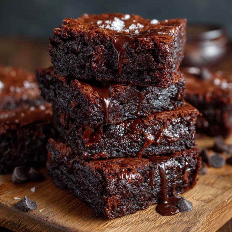 Light and chocolaty brownies cut into squares, with a soft texture and rich cocoa flavor, served on a plate with a dusting of powdered sugar.