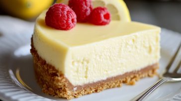 "Easiest lemon cheesecake with creamy filling, golden crust, and fresh lemon zest garnish."