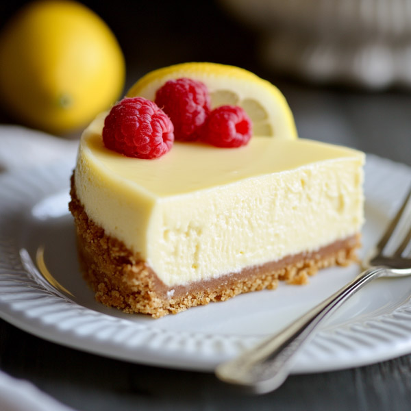 "Easiest lemon cheesecake with creamy filling, golden crust, and fresh lemon zest garnish."