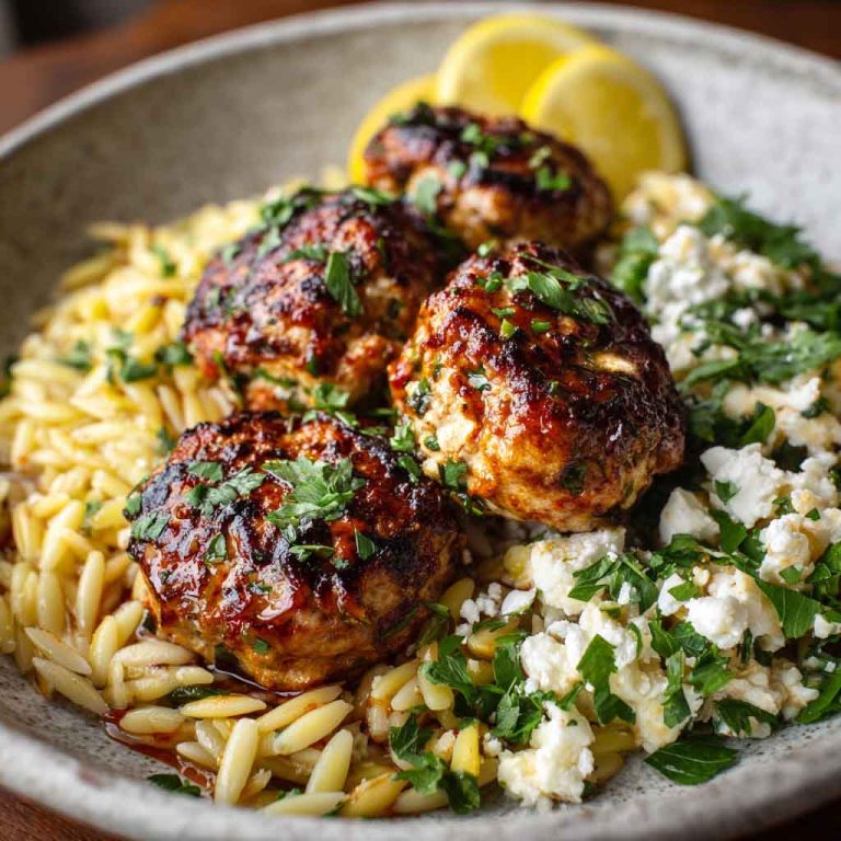 Savory Greek Chicken Meatballs with Zesty Lemon Orzo – Fresh, Flavorful & Easy Dinner
