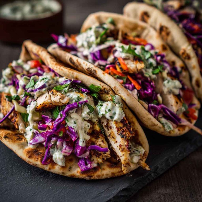 Easy Sheet Pan Chicken Pitas with Fresh Herb Ranch Slaw – Quick & Flavor-Packed
