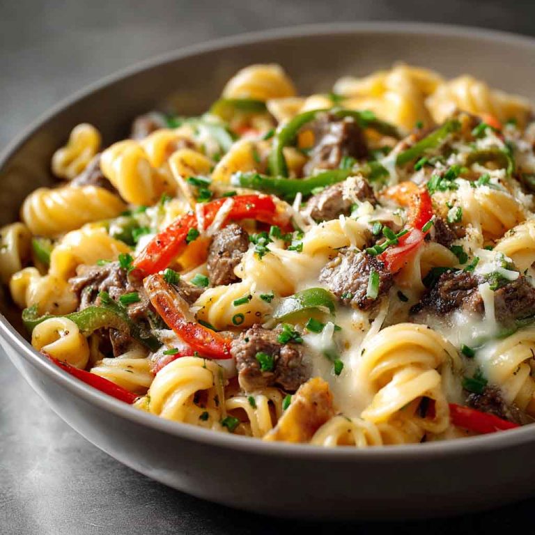 Philly Cheesesteak Pasta – Creamy, Meaty & Loaded with Flavor