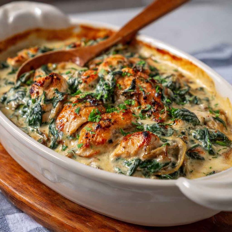 Creamy Chicken and Spinach Casserole with Cream Cheese