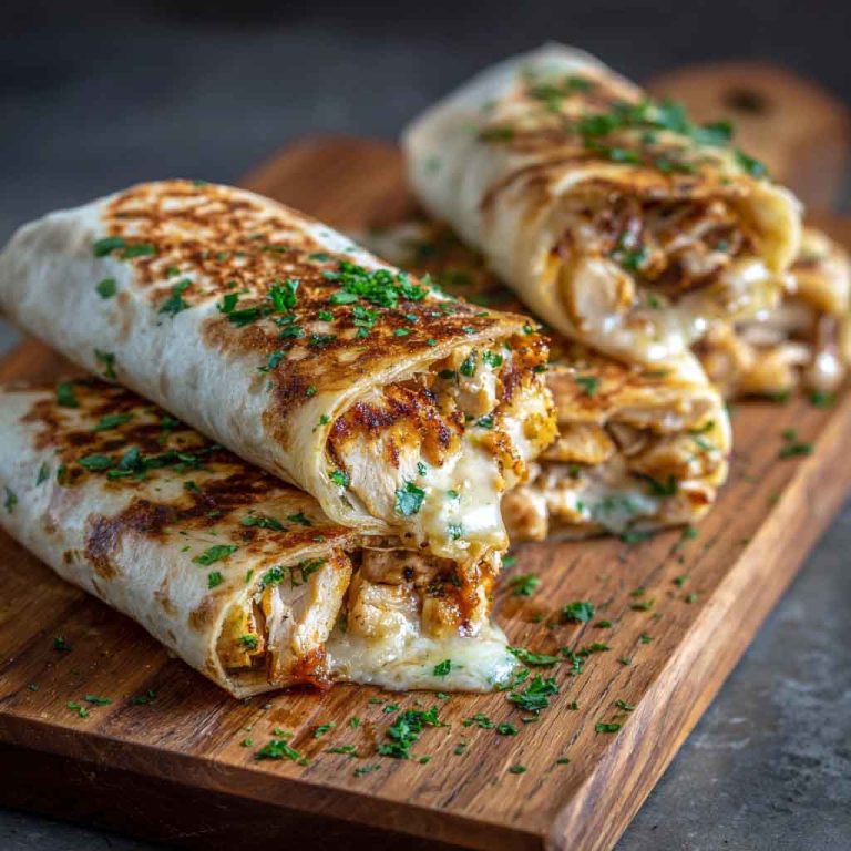 Ooey-Gooey Cheesy Garlic Chicken Wraps – Irresistibly Delicious & Easy!