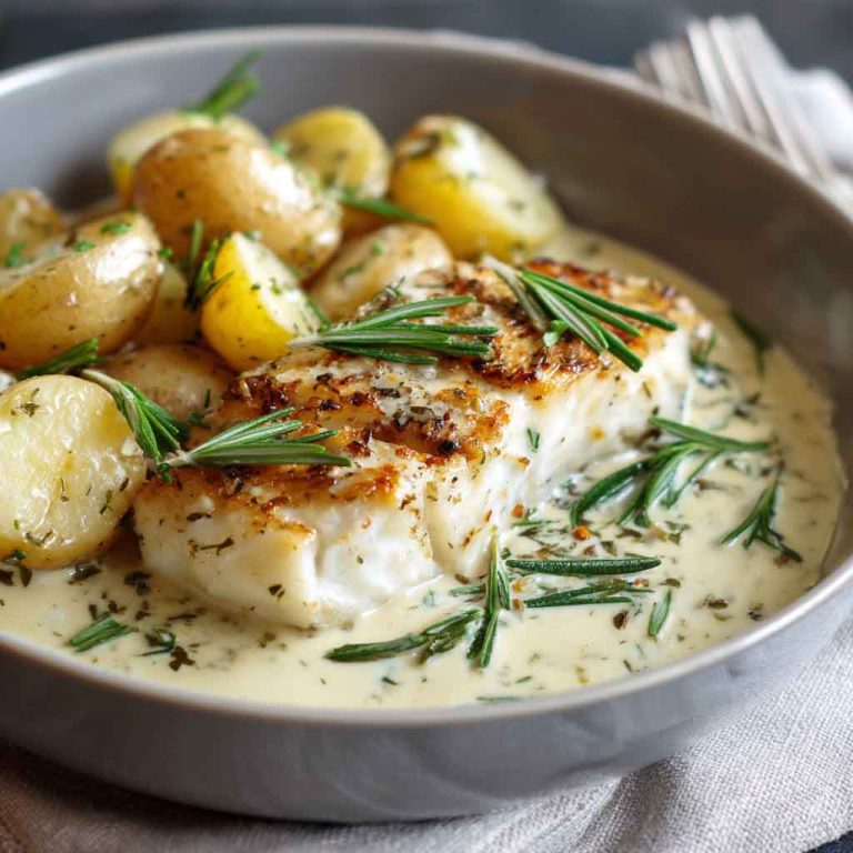 Cod & Potatoes in Rosemary Cream Sauce – Creamy, Flavorful & Elegant
