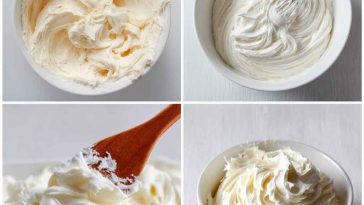 Delicious healthy frosting whipped to creamy perfection, made with natural ingredients and spread over cupcakes, garnished with fruit and served on a rustic tray.