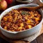 Classic butternut squash apple bake with golden roasted squash and caramelized apples in a casserole dish