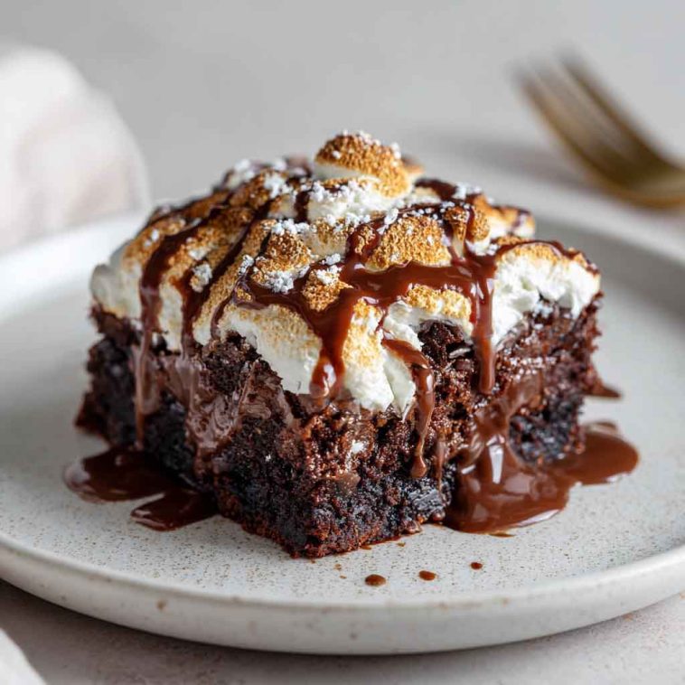 Rich and gooey chocolate earthquake cake with swirls of cream cheese, chocolate chips, and a fudgy center.