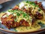 Crispy pretzel-crusted chicken served with creamy mustard-cheddar sauce