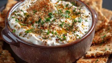 High protein crack dip made with creamy Greek yogurt, shredded cheese, bacon, and green onions served in a bowl.