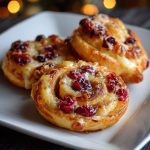 Delicious Christmas cranberry pinwheels made with cream cheese, dried cranberries, and fresh herbs rolled in tortillas and sliced into festive spirals.