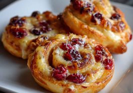 Delicious Christmas cranberry pinwheels made with cream cheese, dried cranberries, and fresh herbs rolled in tortillas and sliced into festive spirals.
