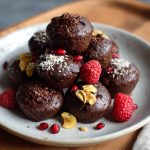 "A plate of guilt-free chocolate protein brownie bites, rich and fudgy with a healthy twist."