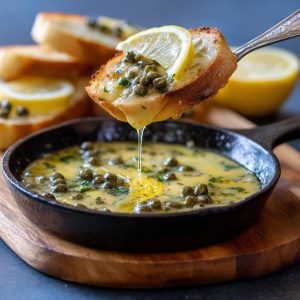 White wine lemon caper sauce drizzled over chicken, fish, or pasta—bright, tangy, and ready in 10 minutes.