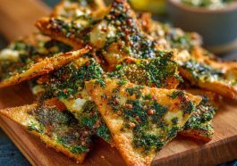 "Crispy Mediterranean spinach and feta crisps baked golden brown, filled with creamy feta and fresh spinach."