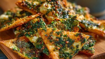 "Crispy Mediterranean spinach and feta crisps baked golden brown, filled with creamy feta and fresh spinach."