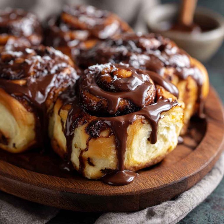 Irresistible chocolate cinnamon rolls drizzled with melted chocolate glaze, swirled with rich cocoa and cinnamon filling.