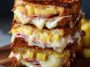 Stacked grilled cheese with ham