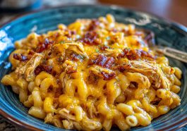 Cheesy pasta with chicken and bacon