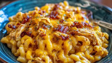 Cheesy pasta with chicken and bacon