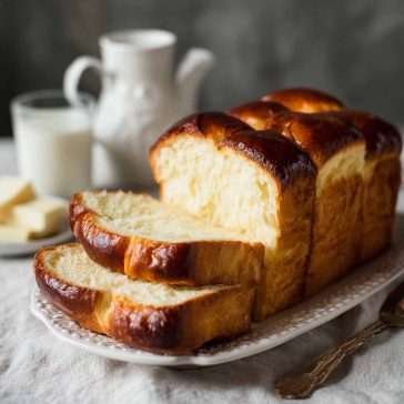 Soft condensed milk bread with golden crust, fluffy texture, and a lightly sweet flavor perfect for breakfast or snacks.