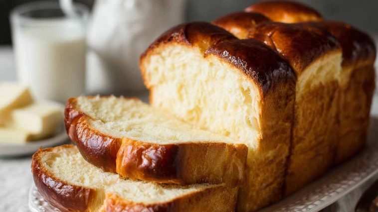 Soft condensed milk bread with golden crust, fluffy texture, and a lightly sweet flavor perfect for breakfast or snacks.