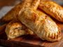 “Golden, flaky cheese and onion pasties fresh from the oven, filled with melted cheese and caramelized onions.”