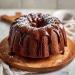 Slice of Mexican chocolate milk cake topped with chocolate drizzle and cinnamon.
