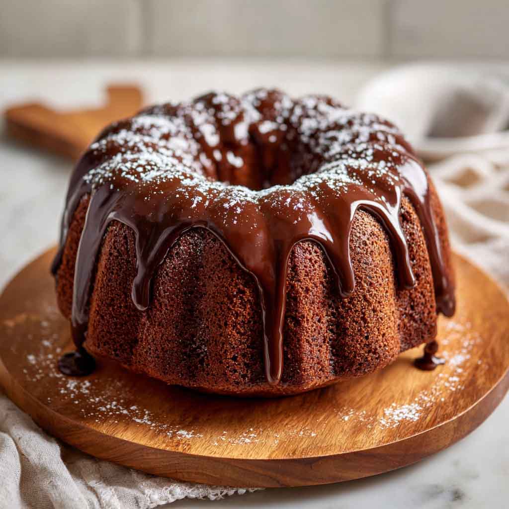 Slice of Mexican chocolate milk cake topped with chocolate drizzle and cinnamon.